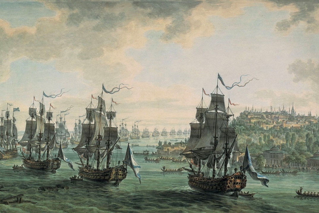 La flotte russe traverse le Bosphore en 1799 (toile de Mikhail ivanov)